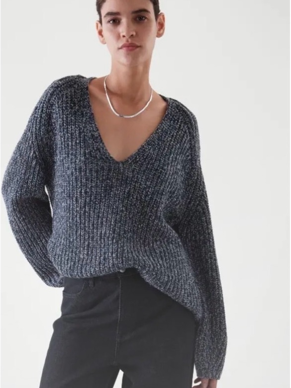 COS Deep V Wool Blend slouchy Sweater